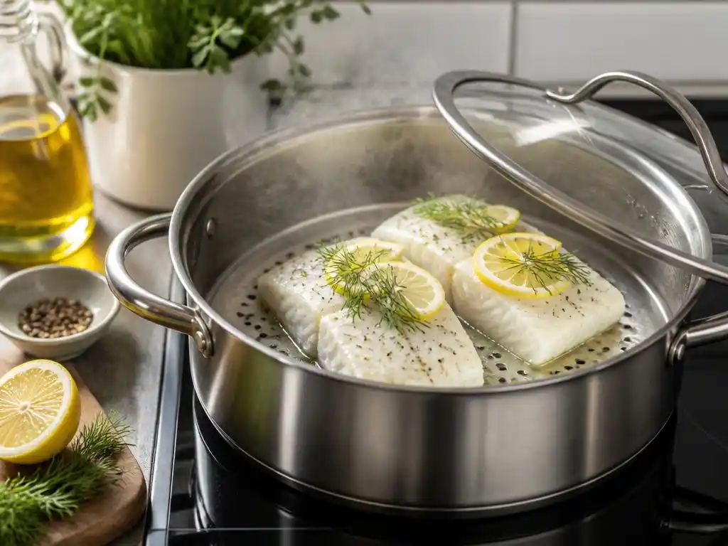 Skånsom tilberedning af fisk i gryde med dampmetoden